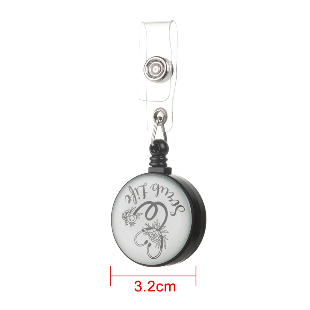 Creative Letter Print Retractable Badge Reel Anti-Lost Clip Nurse Display ID Name Card Holder Office Supply 360° Rotation | Канцтовары