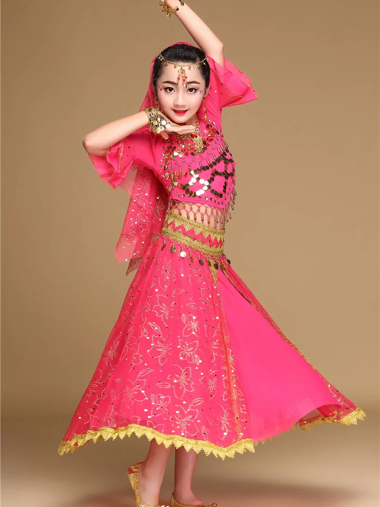 Детская Одежда для танцев в индийском стиле одежда выступлений танца живота