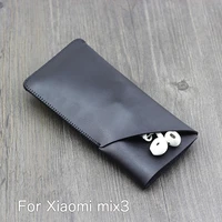 mix3 double layer universal fillet holster phone straight leather case retro simple style for xiaomi mi mix 3 pouch mix3 double