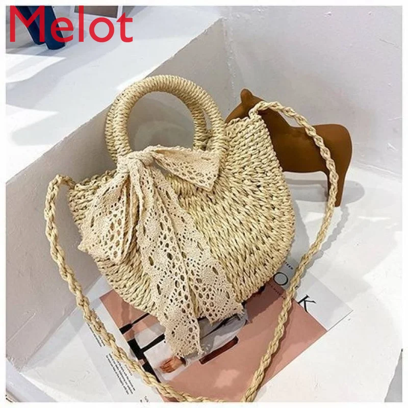 

High-End Fashion Straw Bag Trendy One-Shoulder Crossbody Bag Women's All-Match Summer Handbag Modern Home Decoration