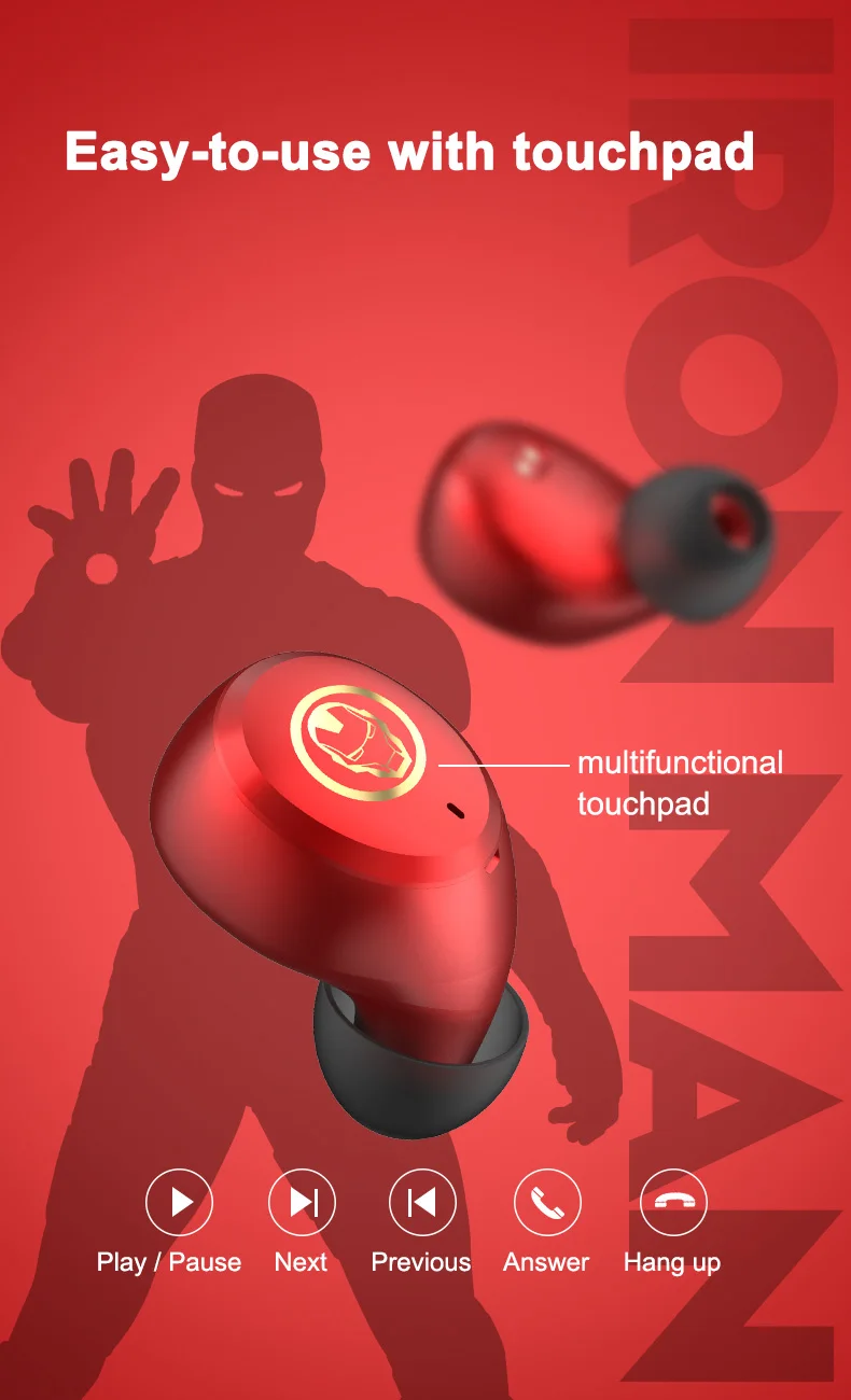 Оригинальные наушники вкладыши с сертификатом Marvel Железный человек