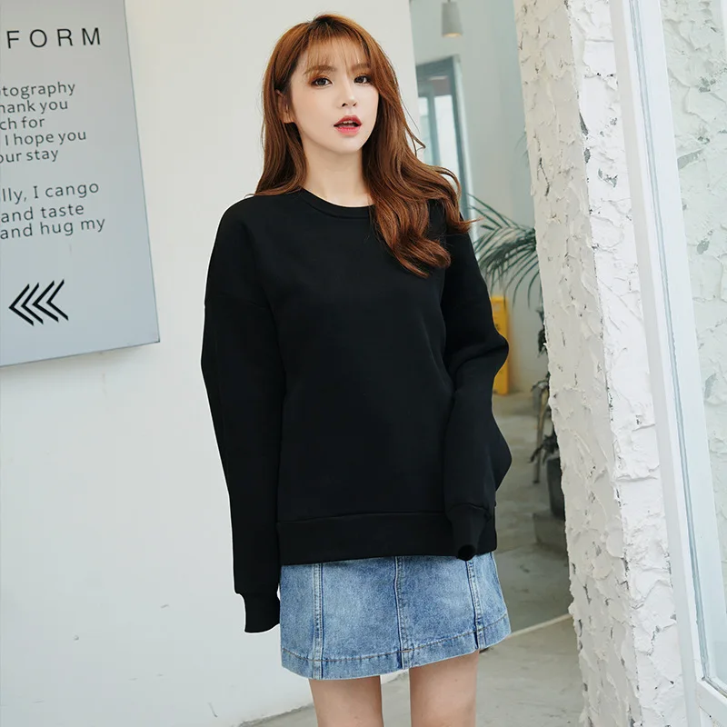 Сплошной цвет толстовка осень и зима Женская хлопчатобумажная Повседневная