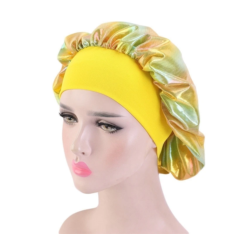 Ing Hair Caps For Sleeping Laser Round Hat Salon Beauty Chemotherapy Wide-brimmed Nightcap With Elastic Hairband