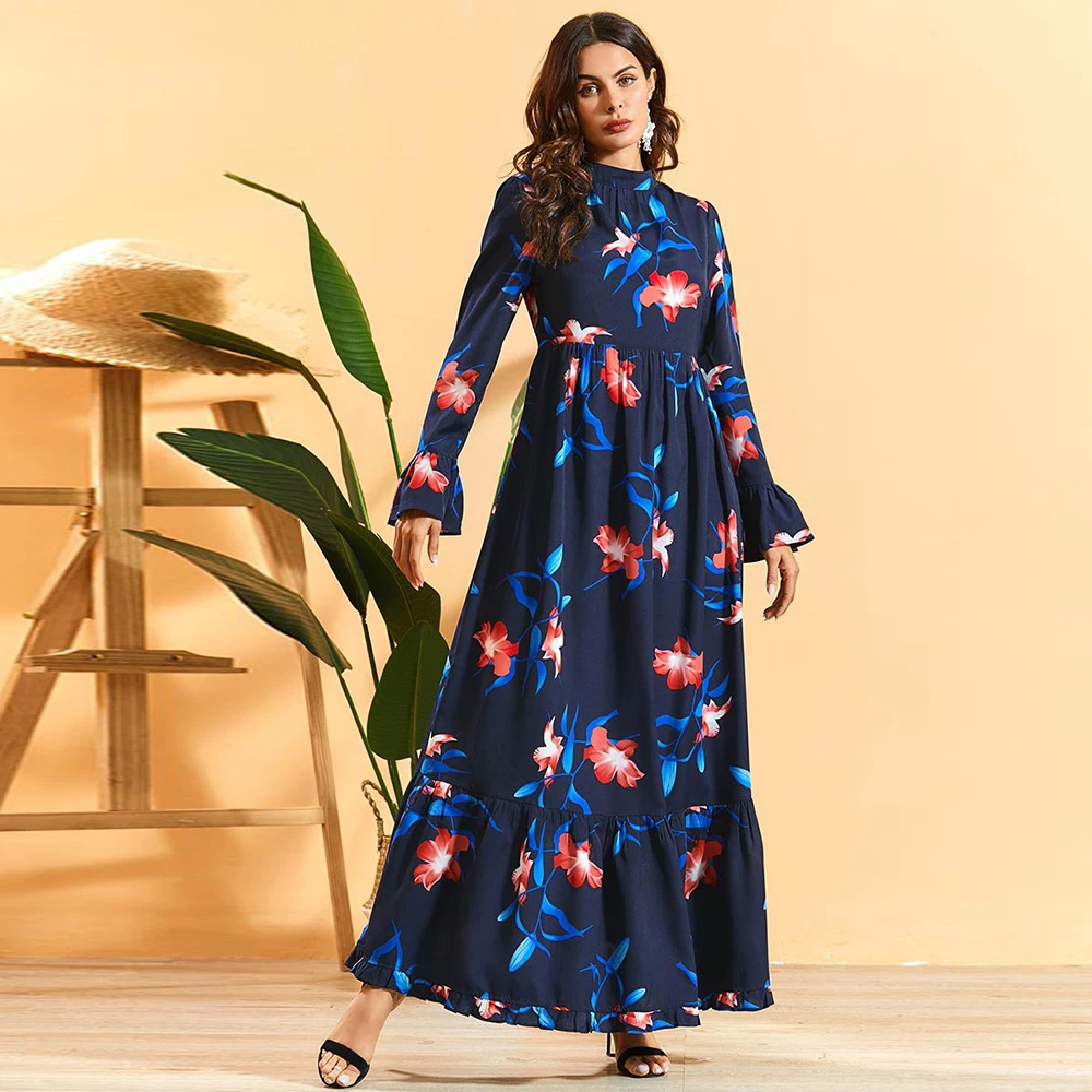 Платье хиджаб женское летнее Саудовский арабский турецкий мусульманское платье