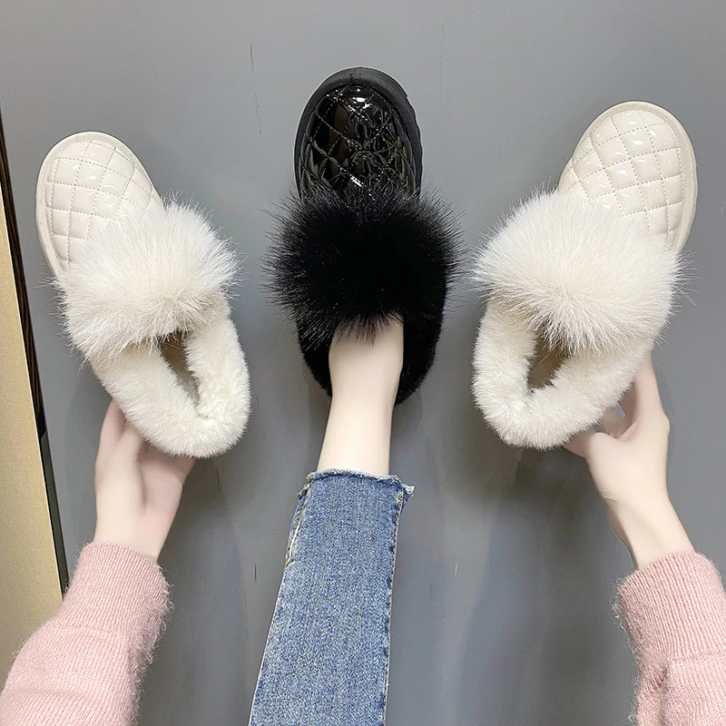 

Женские зимние ботинки на плоской подошве, обувь с круглым носком, зимняя обувь, плюшевые ботинки, женские кожаные ботильоны с резиновой под...