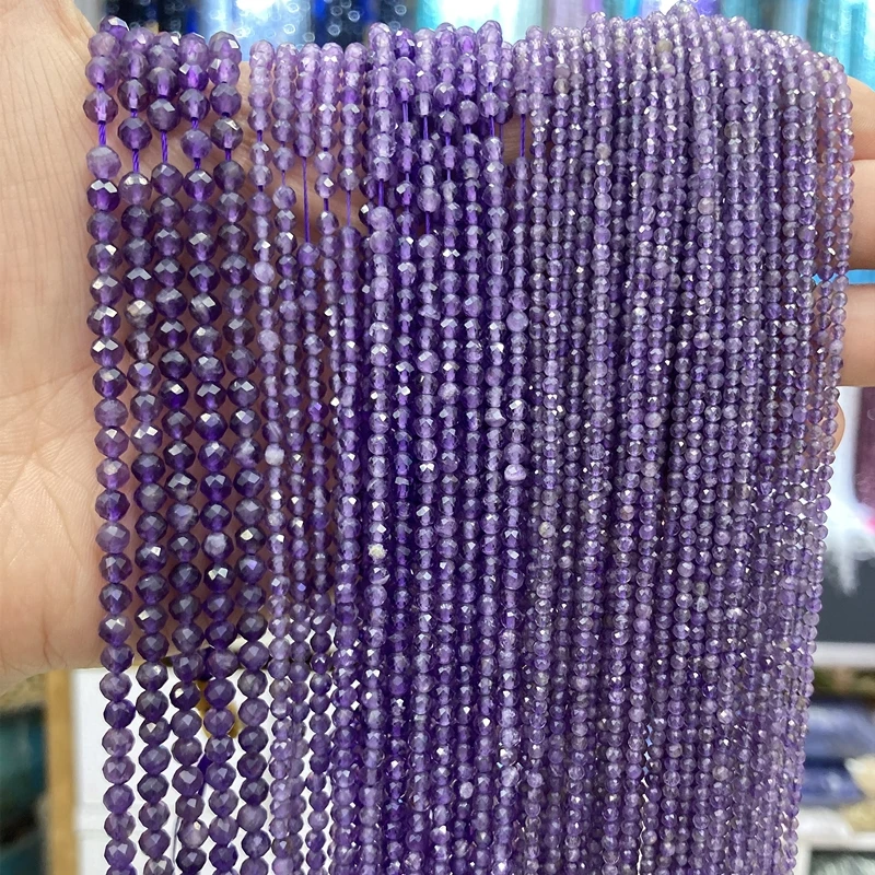 

Whosale Natural Amethyst 2/3/4MM 15Inch Round Loose Stone Small Beads Factory Prices For DIY Making Bracelets Necklace
