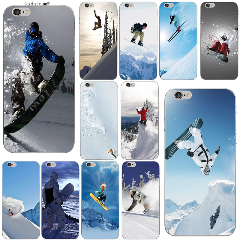 Экстрим Сноубординг чехол для телефона iPhone 8 7 6 6S Plus X 5 5S SE 5C 4 Coque Shell Funda Мягкий