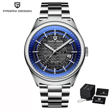 silver blue Новые PAGANI дизайнерские брендовые Роскошные модные Универсальные мужские часы из нержавеющей стали простой кварцевые часы бизнес класса Relogio Masculino - Цвет: silver blue