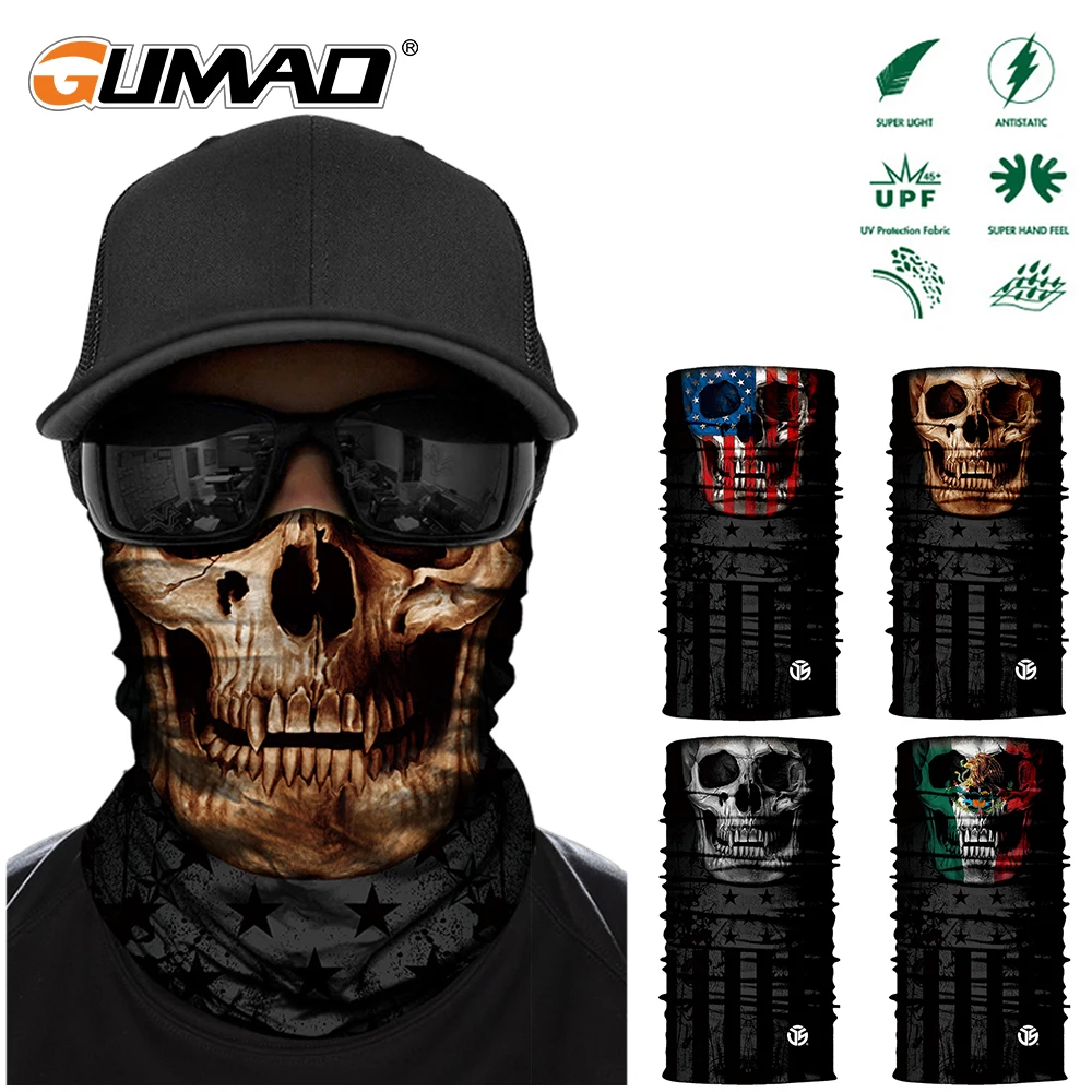 Skull Bandana Magic Neck Gaiter Skeleton Zombie Seamless Face Mask Shield Running Cycling Fishing Bike Headband Ghost Tube Scarf