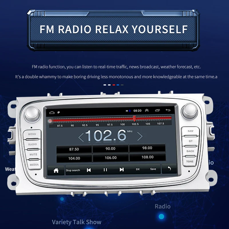 7-дюймовый емкостный сенсорный автомобильный радиоприемник 2 Din GPS WiFi Android IOS Airplay