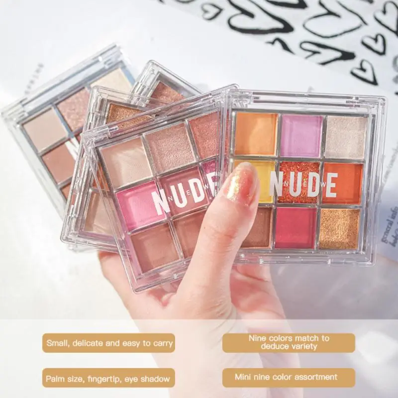 Блестящие цветные мини тени для век 9 цветов палитра прозрачных портативных