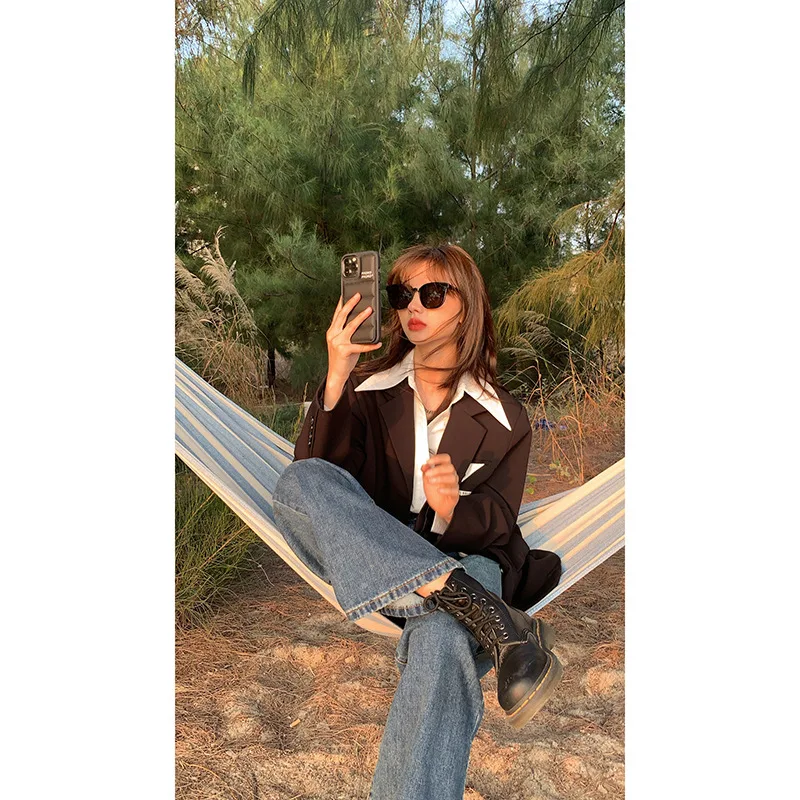 

2021 new spring and autumn black suit women Korean version of the British style casual jacket