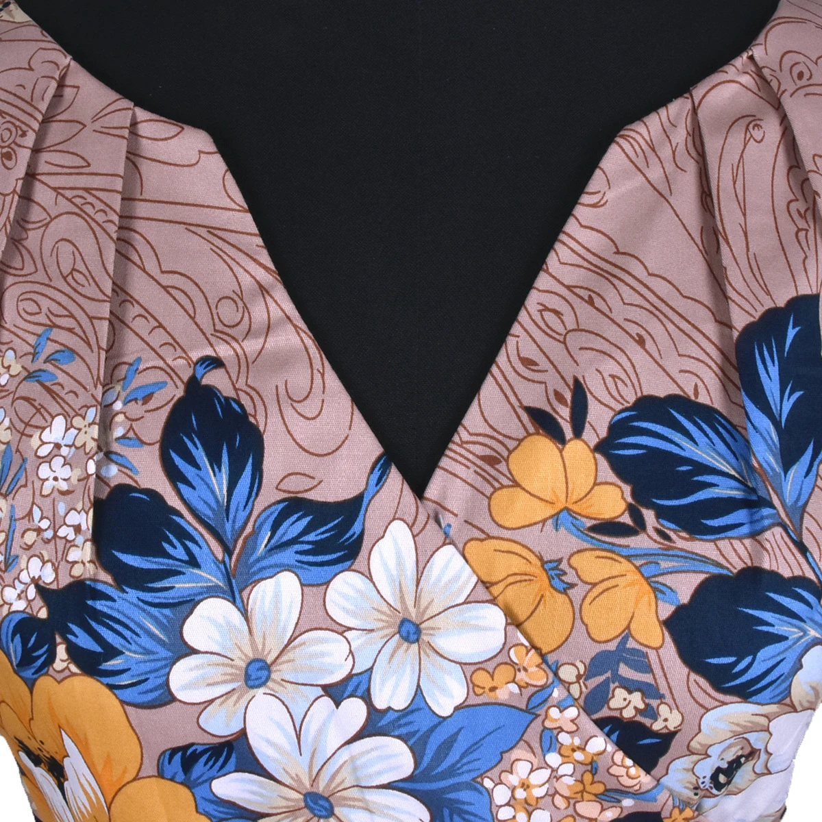 Женское винтажное платье с коротким рукавом Повседневное цветочным принтом v