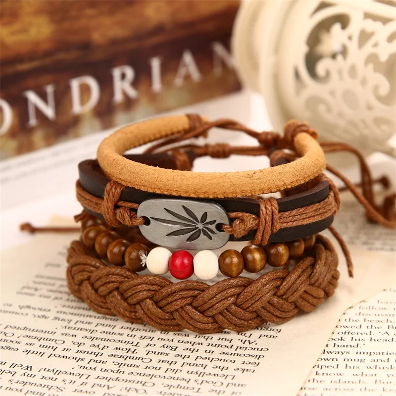 IFMIA 2019 винтажный Многослойный кожаный деревянная бусина ручной работы