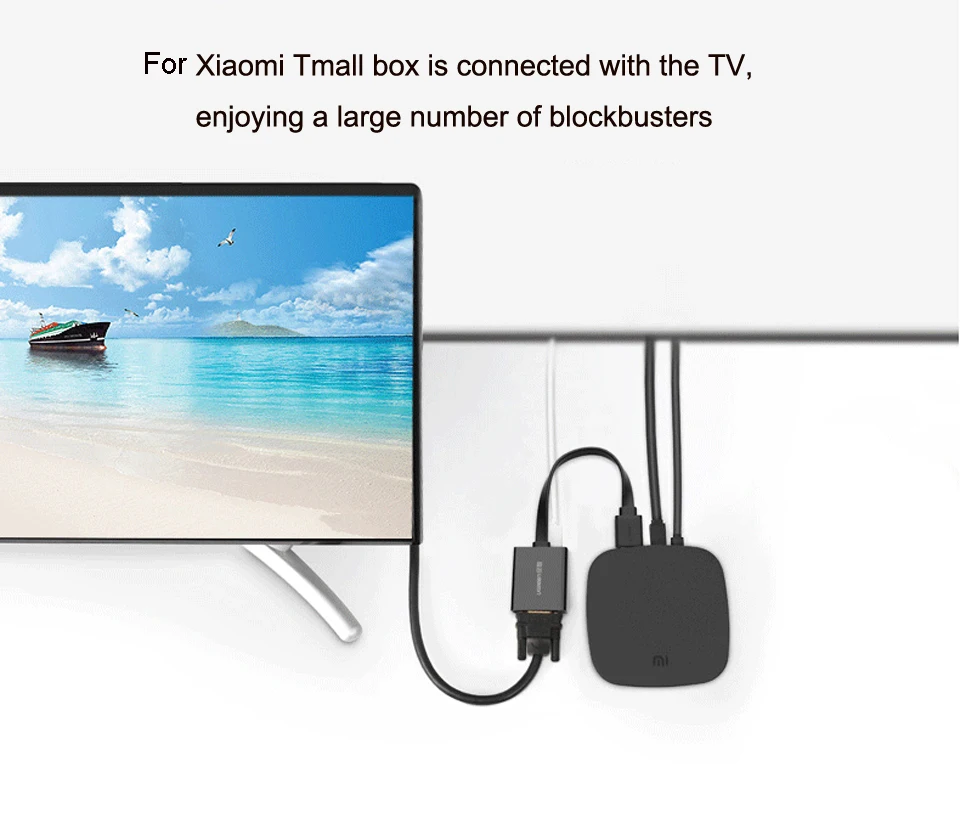 HDMI к VGA конвертер удлинитель hdmi vga адаптер для xiaomi tmall box 360 компьютер к HDTV проектор с 3,5 мм аудио USB кабель