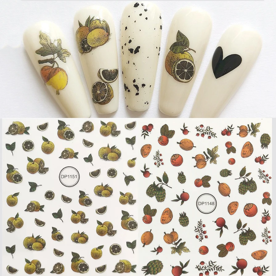 Наклейки 3D для ногтей с фруктами и лимоном клейкие слайдеры ногтями новый дизайн