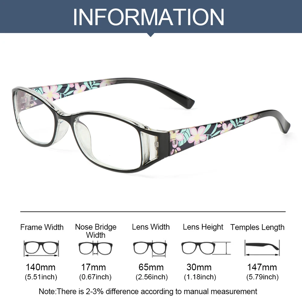 

1Pc Fashion Printed Reading Glasses Anti-Blue Light Glasses Spring Hinge Rectangular Presbyopic Glasses For Women Eyewear