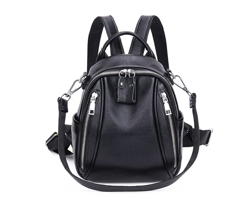 Black Backpack Женский рюкзак из натуральной кожи, женский рюкзак, водонепроницаемые школьные сумки для девочек-подростков, Mochila, модные сумки, роскошные сумки, новинка - Цвет: Black Backpack