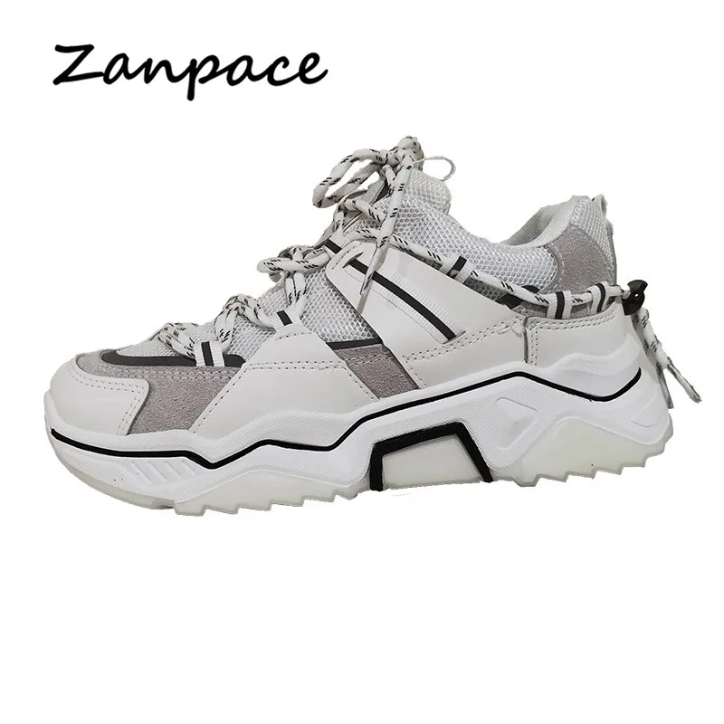 Женские кроссовки со светоотражающими вставками Белые Повседневные на