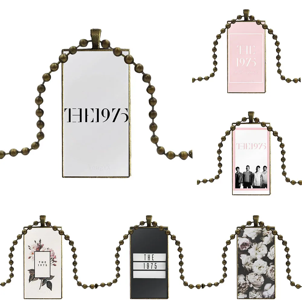 Band Music The 1975 Songs Logo Glass Pendant Necklace Handmade Half Rectangle For Women Men | Украшения и аксессуары