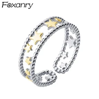 foxanry simple 925 sterling trendy elegant star rings for charm women girl prevent allergy jewelry new fashion accessories gift