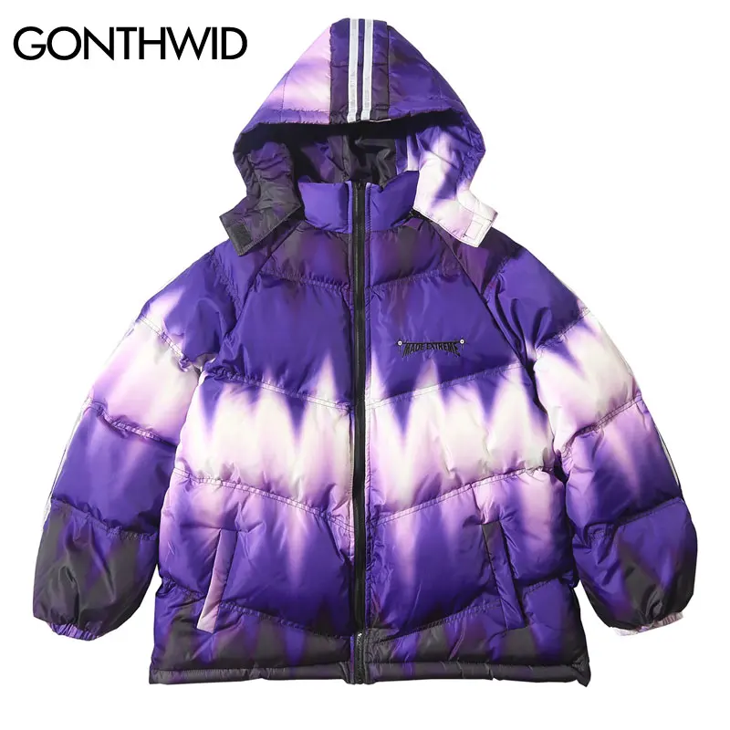 GONTHWID 3 м Светоотражающие Полосы Tie Dye Puffer хлопковые стеганые съемные парки с