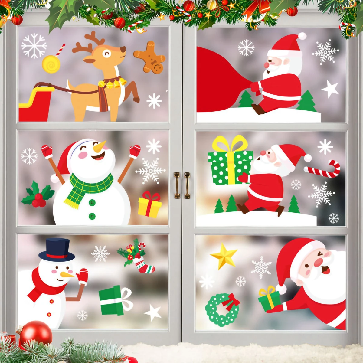 

Новогодние наклейки на окно рождественские украшения для дома 2021 Navidad украшения Рождественский подарок Noel Natal с новым годом 2022
