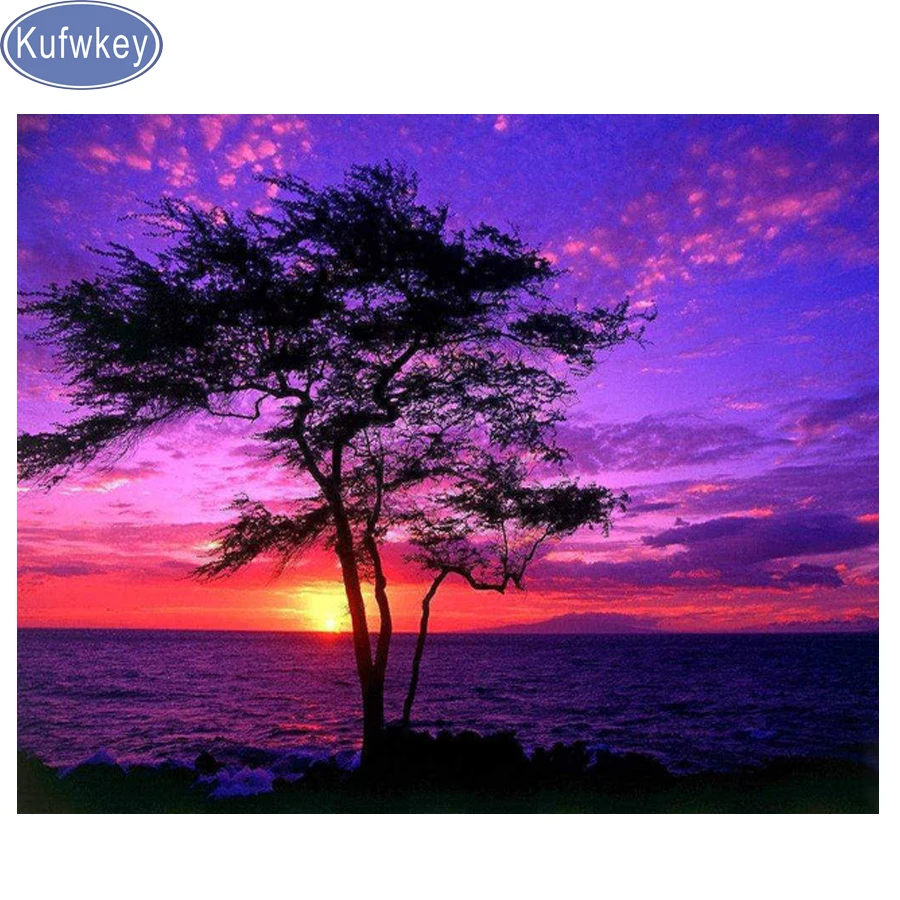 5d квадратная круглая алмазная живопись Фэнтези восход солнца природный пейзаж