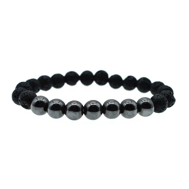Браслет мужской из натурального лавового камня минималистичный классический