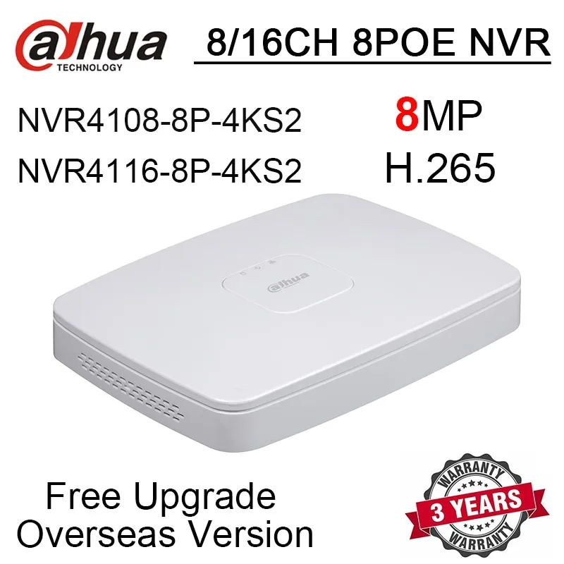 Оригинальный Сетевой видеорегистратор dahua NVR4108 8P 4KS2 8CH 16CH 8 PoE port 1U Lite NVR poe|original dahua|nvr