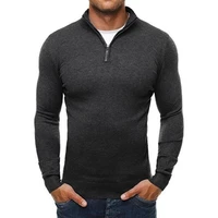 trendy winter sweater long sleeve lightweight solid color zipper neck knitted sweater men knitwear knitted sweater