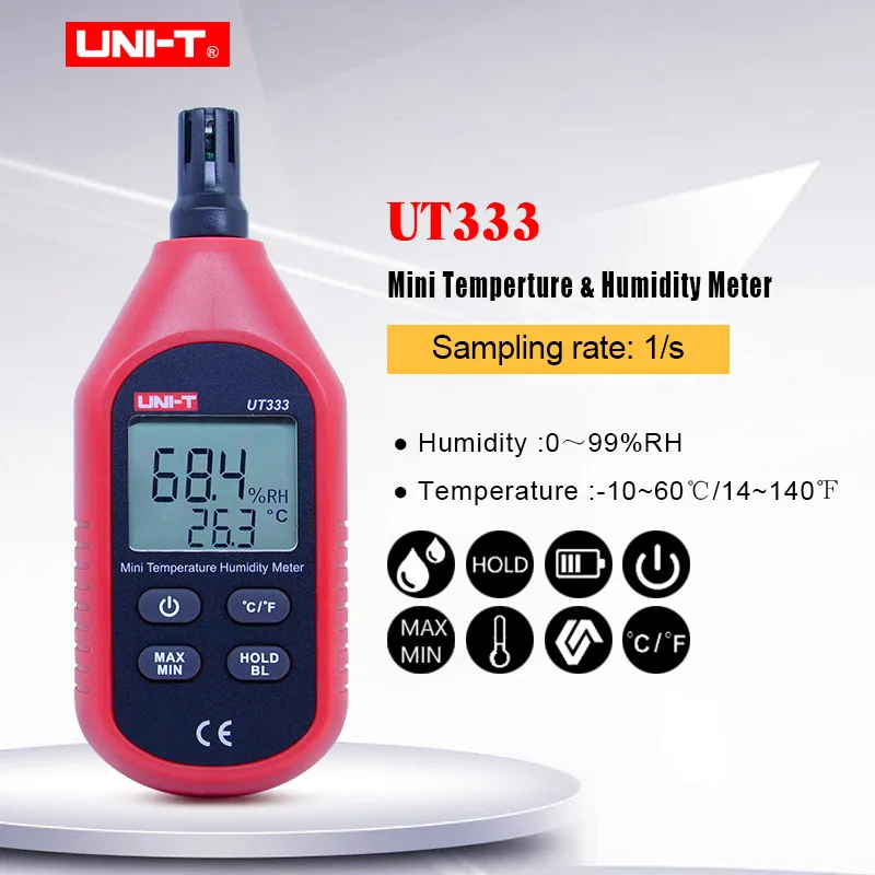 UNI-T UT333 мини-измеритель температуры и влажности внутренний и наружный гигрометр с индикацией перегрузки блок преобразования ЖК-подсветка