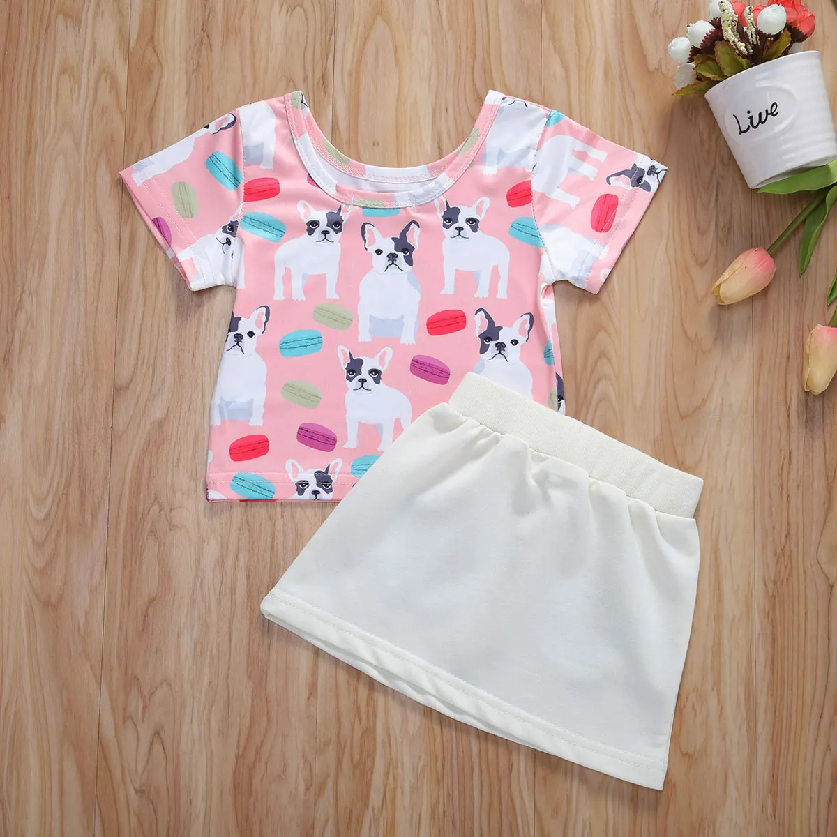 2 шт. футболка с карманами и юбка на бедрах|Комплекты одежды для девочек| |