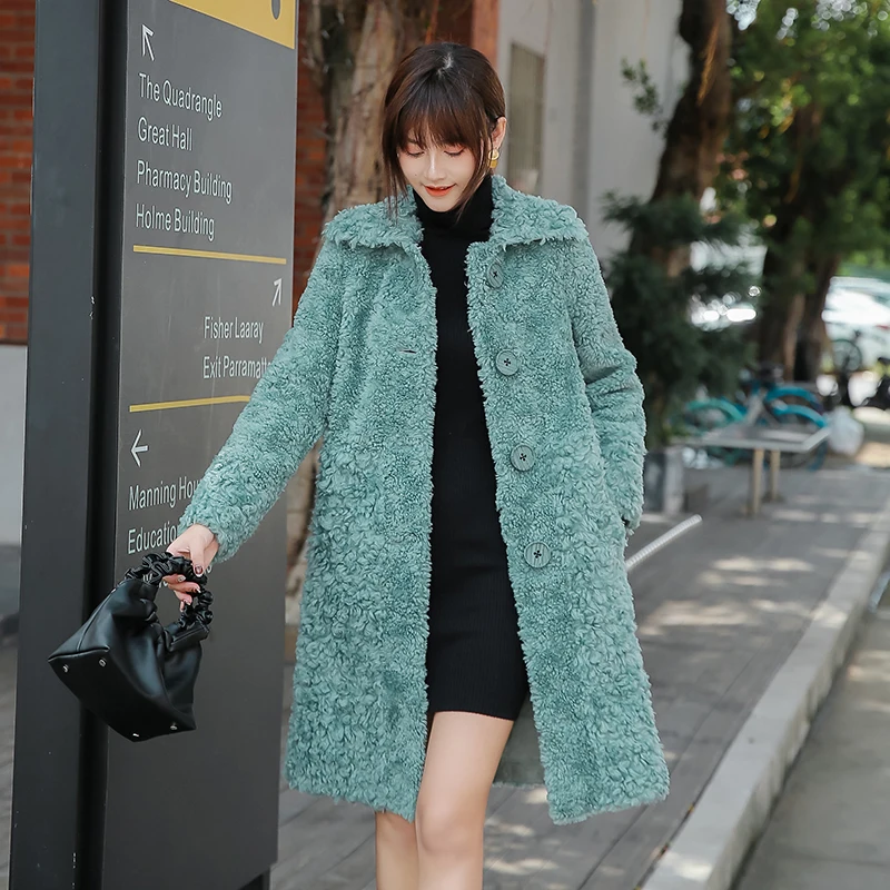 Woman 2022 Winter New Genuine Fur Sheepskin Coats Ladies Long Casual Wool Outwear Female Thick Warm Sheep Shearing Jacket X725