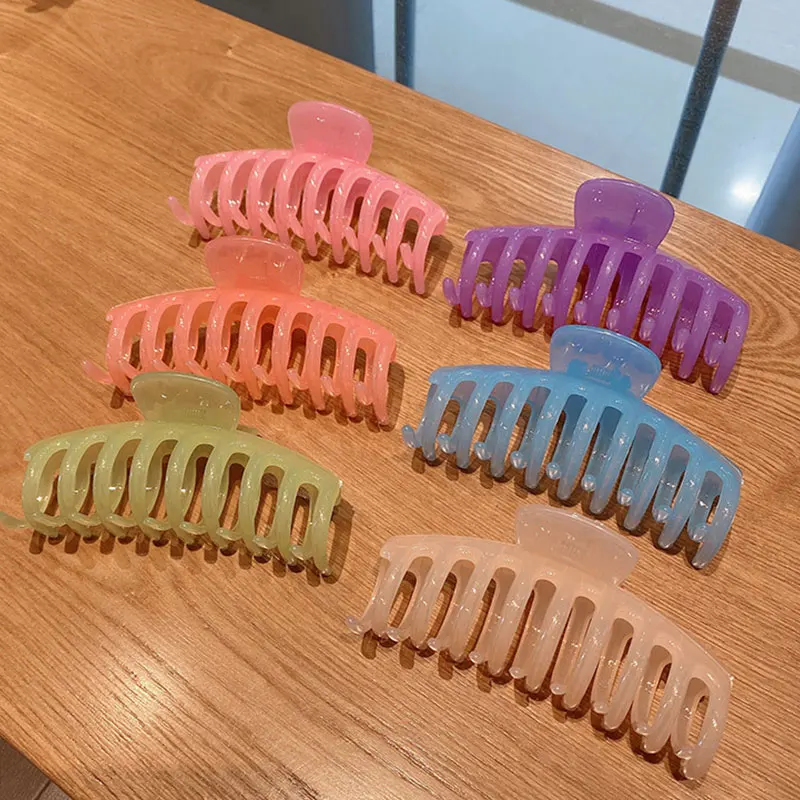 

Women All-match Candy Color Hairpins DIY For Makeup Bath Ponytail Clip Simple Geometric Barrettes Large Size Hair Claw
