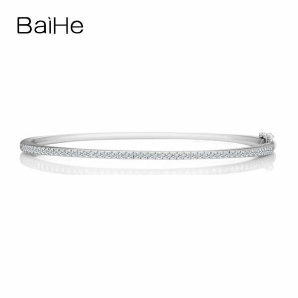 BAIHE цельное 18 к белое золото SI/H круглая огранка всего 0.72ct Бриллианты Женские свадебные трендовые ювелирные изделия с бриллиантами ювелирные украшения подарочный браслет