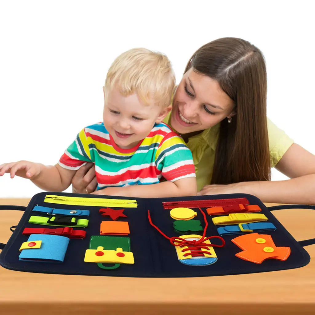 

Busy Board Montessori Exercises Fine Motor Alphabet Spell Dress Practice Portable Felt Infants Early Education Early Childhood