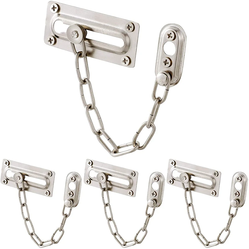 

4 Pieces Chain Door Guards with Lock Chain, Chain Door Locks Security Chain Guards with Screws for Inside Door