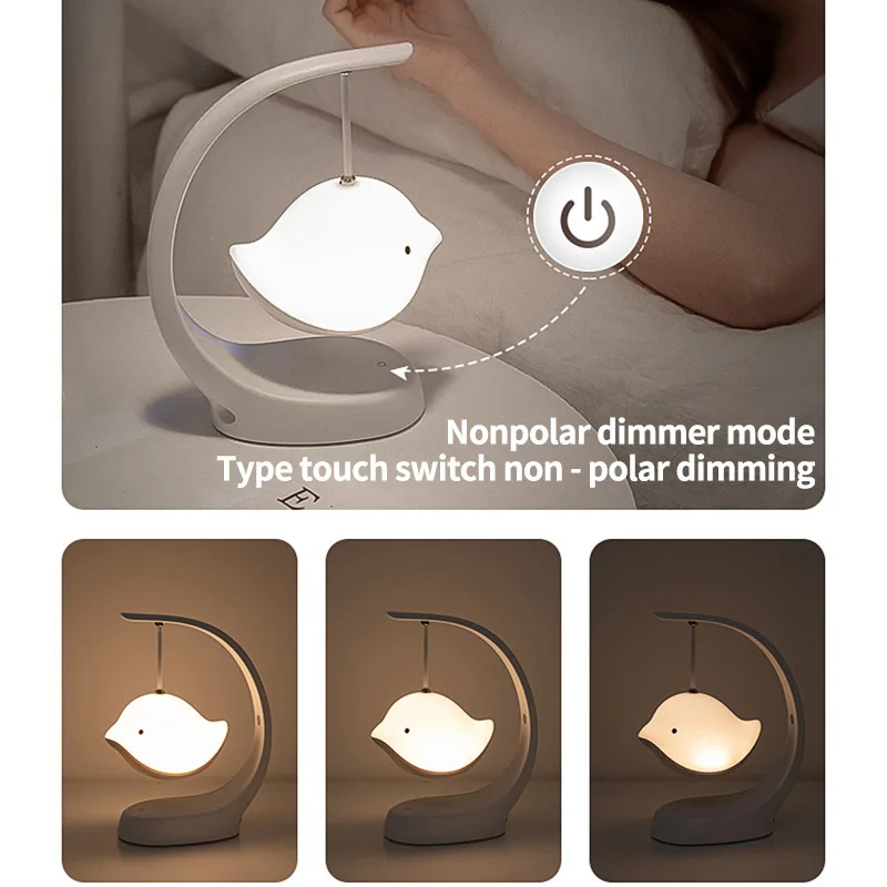 Птица Ночной светильник регулируемый Яркость Цвет USB Перезаряжаемые Настольный