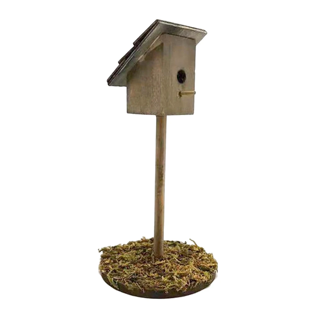 

1/12 Scale Dollhouse Craft Wood Bird Nest Birdhouse Model Outside Decor