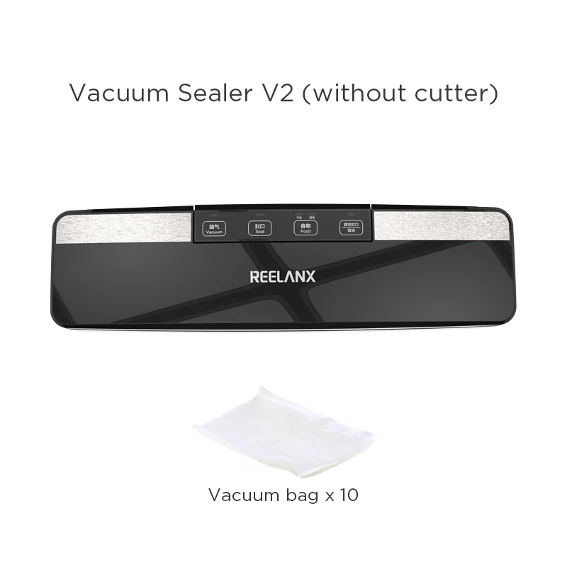 V2 without Cutter REELANX вакуумный упаковщик Lite V2 встроенный резак 220 В автоматическая упаковочная машина для пищевых продуктов 10 бесплатных пакетов лучший вакуумный упаковщик для кухни - Цвет: V2 without Cutter