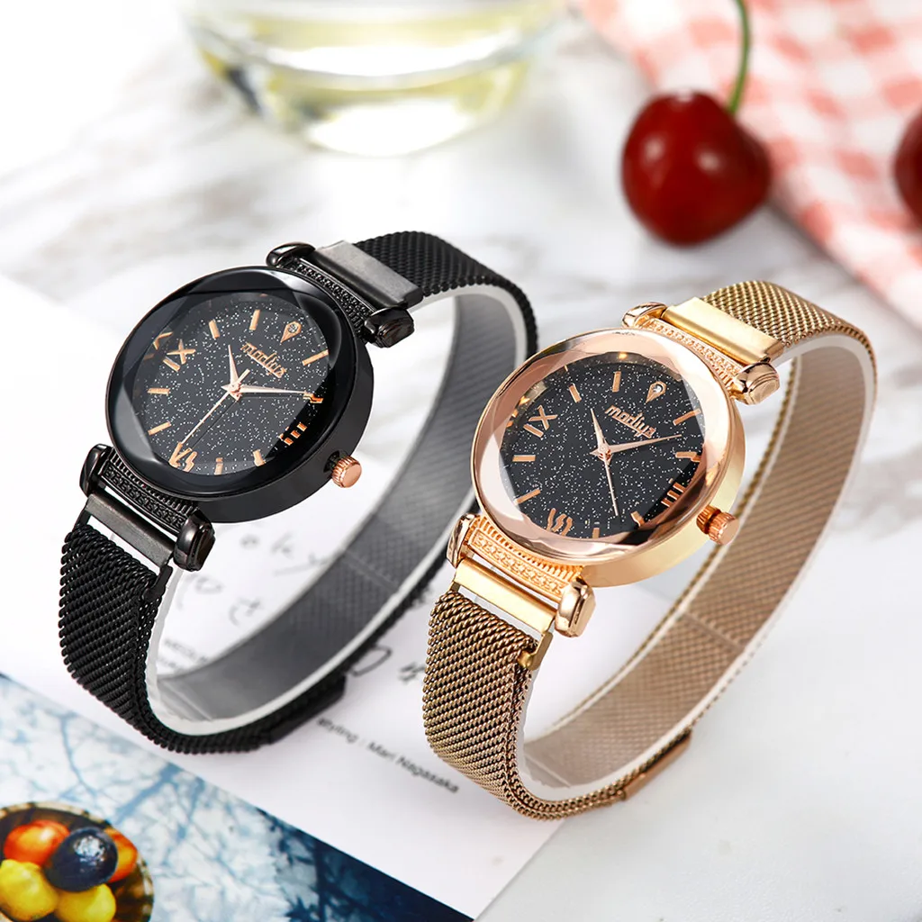 Ladies Watch For Women 2020 Relogio Starry Sky Casual Quartz Analog With Stainless Steel Mesh Band Montre Femme Gift | Наручные часы