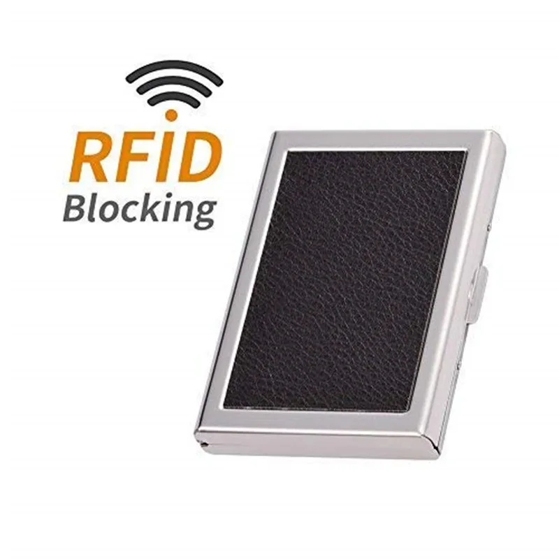 RFID металлический держатель кредитной карты кошельки для женщин или мужчин тонкий из нержавеющей стали и искусственной кожи с протекторами для банковских карт подарок