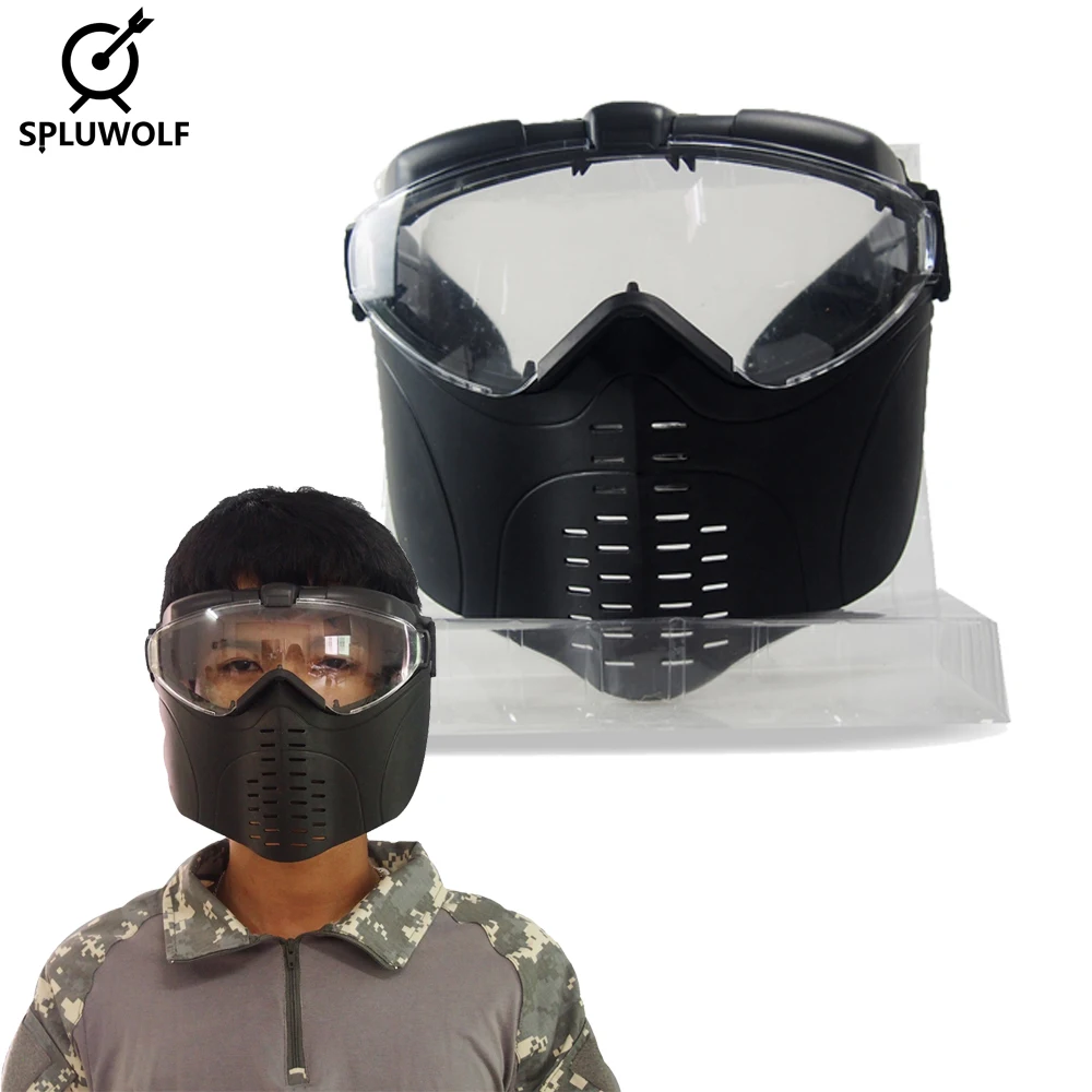 Anti Fog Full Face Tactical Mask With Fan Goggle Military Paintball пейнтбол маска