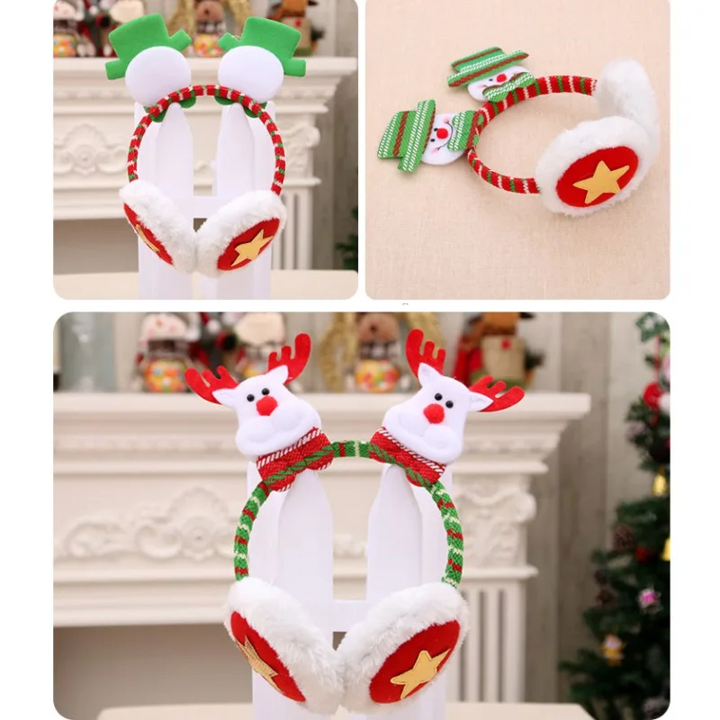 Christmas Hairpin Faux Fur Plush Earmuffs Adult Children Dress Up Big Antler Head Buckle Headbands Party Supplies | Дом и сад