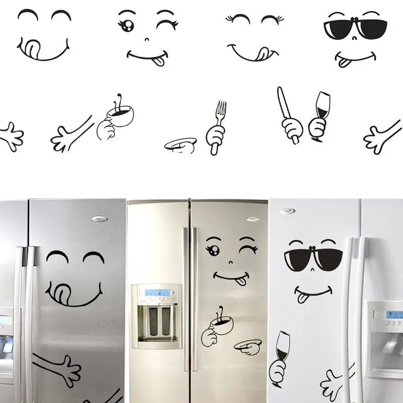 Новый 4 вида стилей стикер на стену со смайликом счастливое вкусное Лицо наклейки