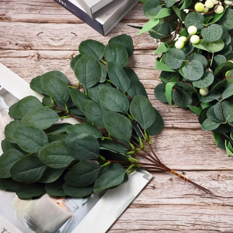 

50 Pieces of Artificial Eucalyptus Leaves for Wedding Bouquets, Flower Arrangements, Decorations, Home Decoration