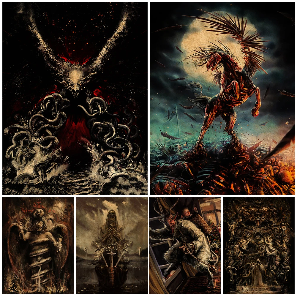 

Hell Charger,Krampus,Ahriman Wall Art Canvas Painting Decoration Pagan Folklore Poster And Prints For Living Room Decor Unframed