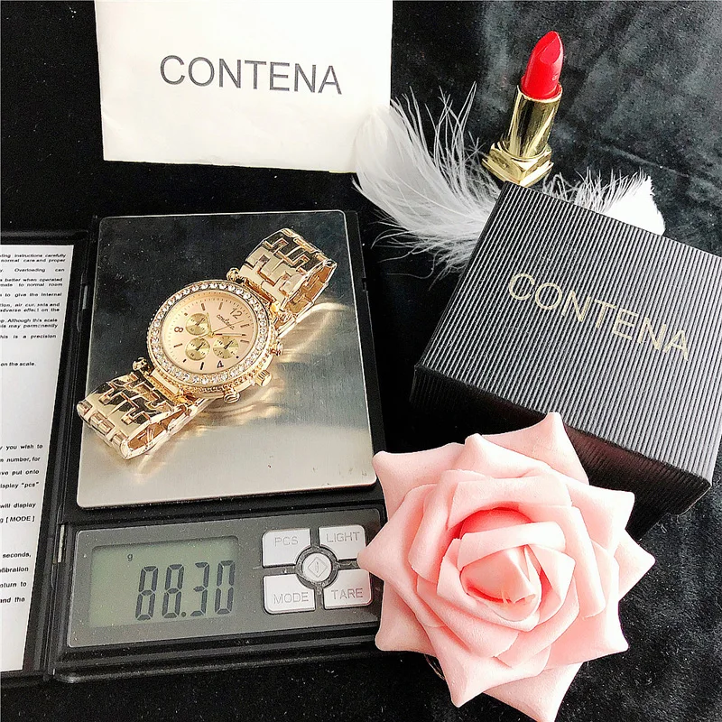 

YUNAO Boutique Quartz Watch Shining Rhinestone Ladies Watch Simple Big Dial Electronic Watch Ladies Net Red Same Style Watch