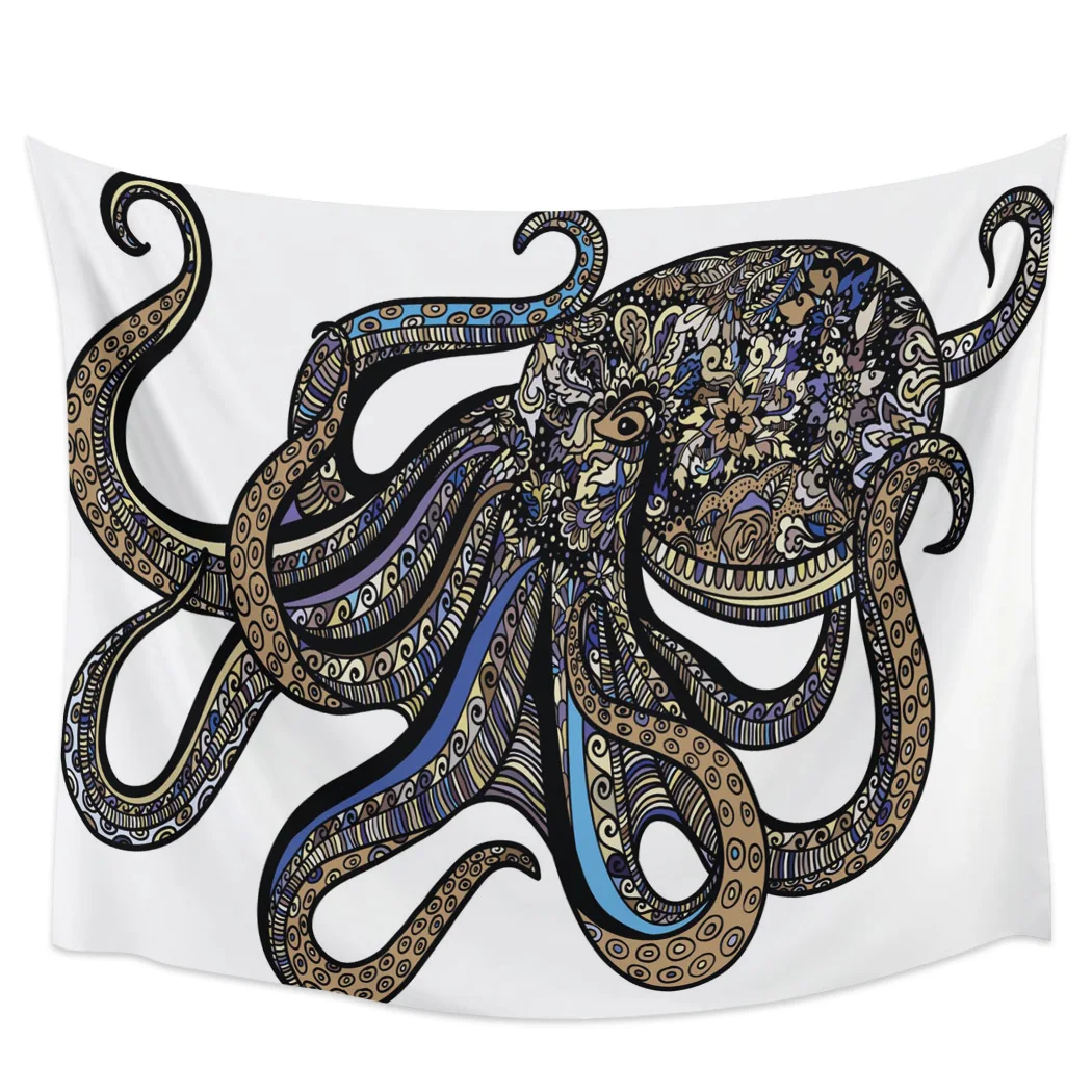 

Животные, осьминоги, линии, лепестки, гобелен, настенное искусство, спальня, живопись, гобелен, украшение для дома, спальни, детской комнаты